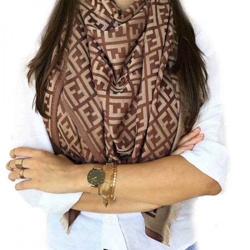 Fendi Scarf (Beige~Brown)