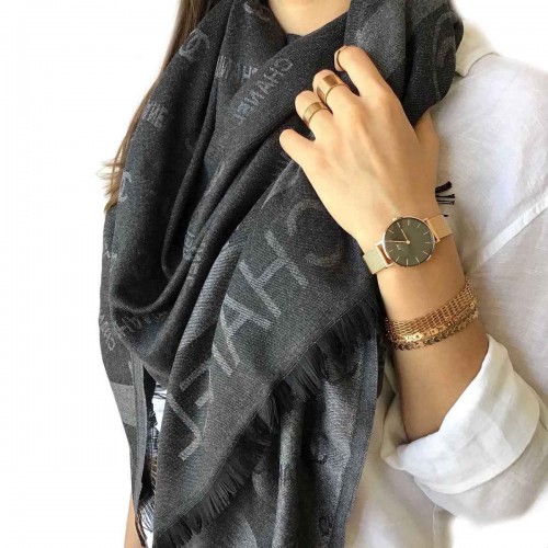 Chanel Scarf (Gray~Black)