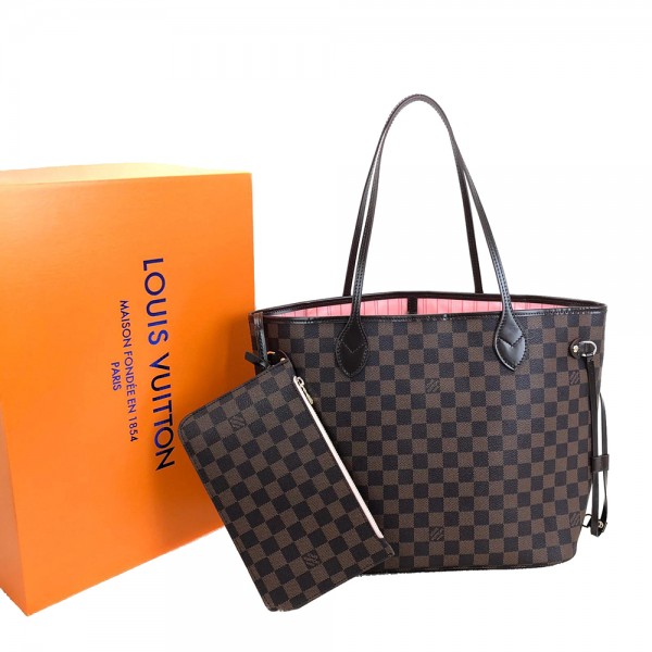 Louis Vuitton  Neverfull MM Damier Ebene (Pink Lining)