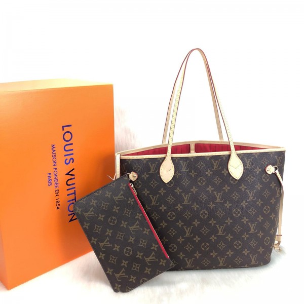Louis Vuitton  Neverfull MM Monogram (Red Lining)